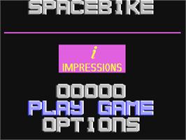Title screen of Spacebike on the Commodore 64.